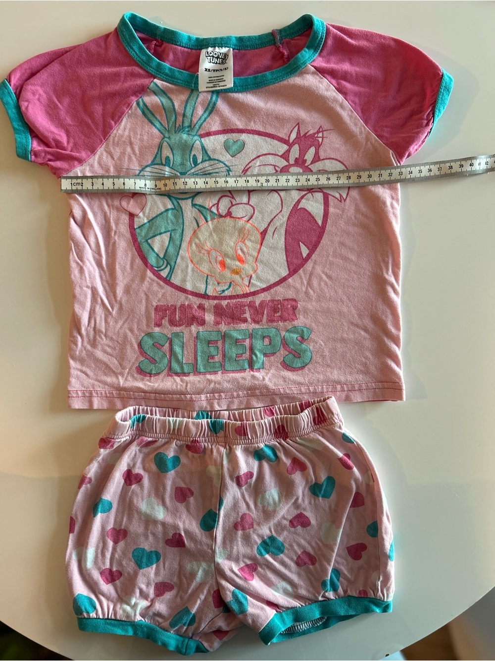 Warner Bros. Pink and Teal Looney Tunes 'Fun Never Sleeps' Kids Pajama Set